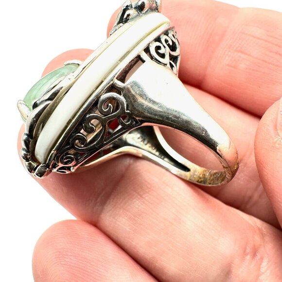 Jade of Yesteryear Womens Ring Sterling Silver Green Jade Dragon Size 6.5 - Picture 4 of 7